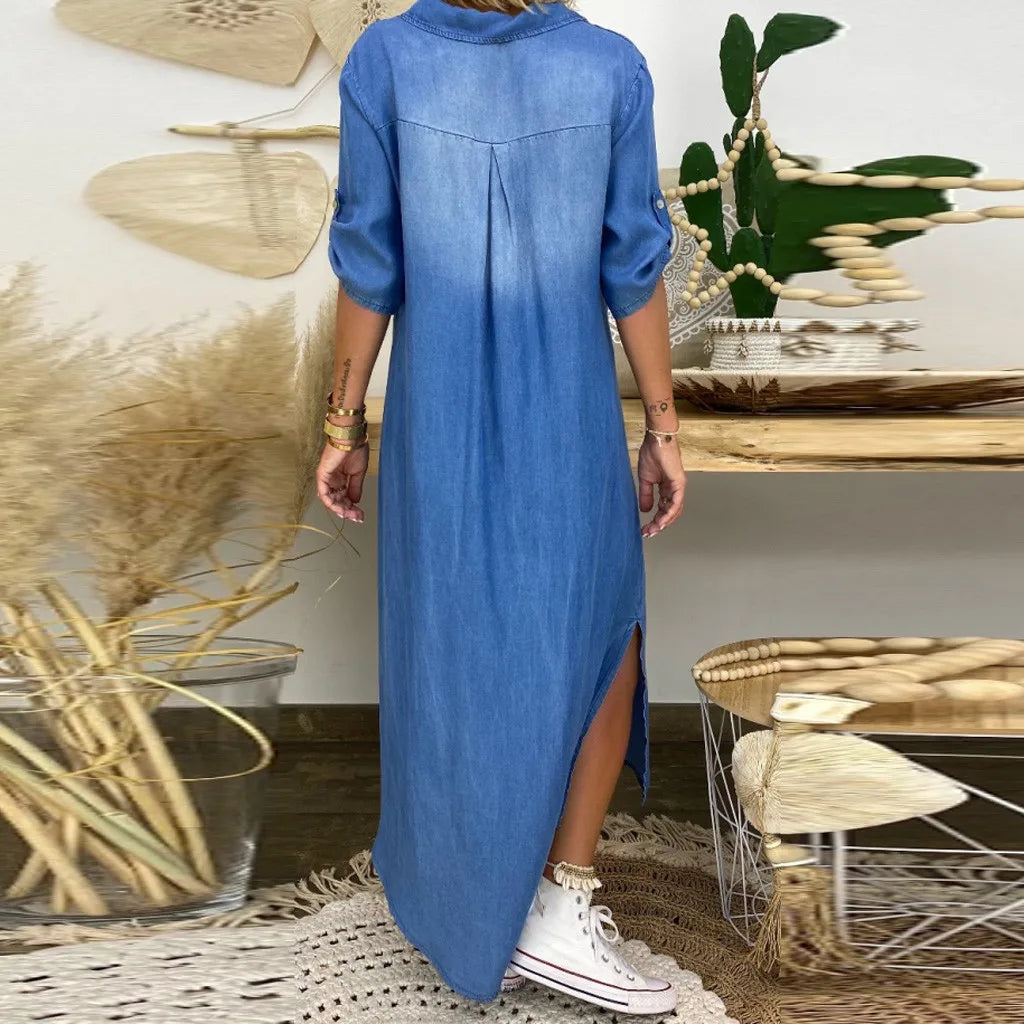 LEA™|Long Denim Style Dress