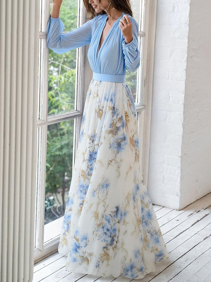 Elena™ | Elegant Long Dress with Floral Print
