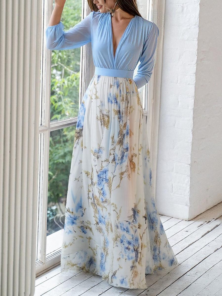 Elena™ | Elegant Long Dress with Floral Print