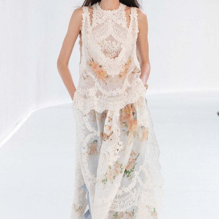 NATURA LACE PATCH TANK DRESS