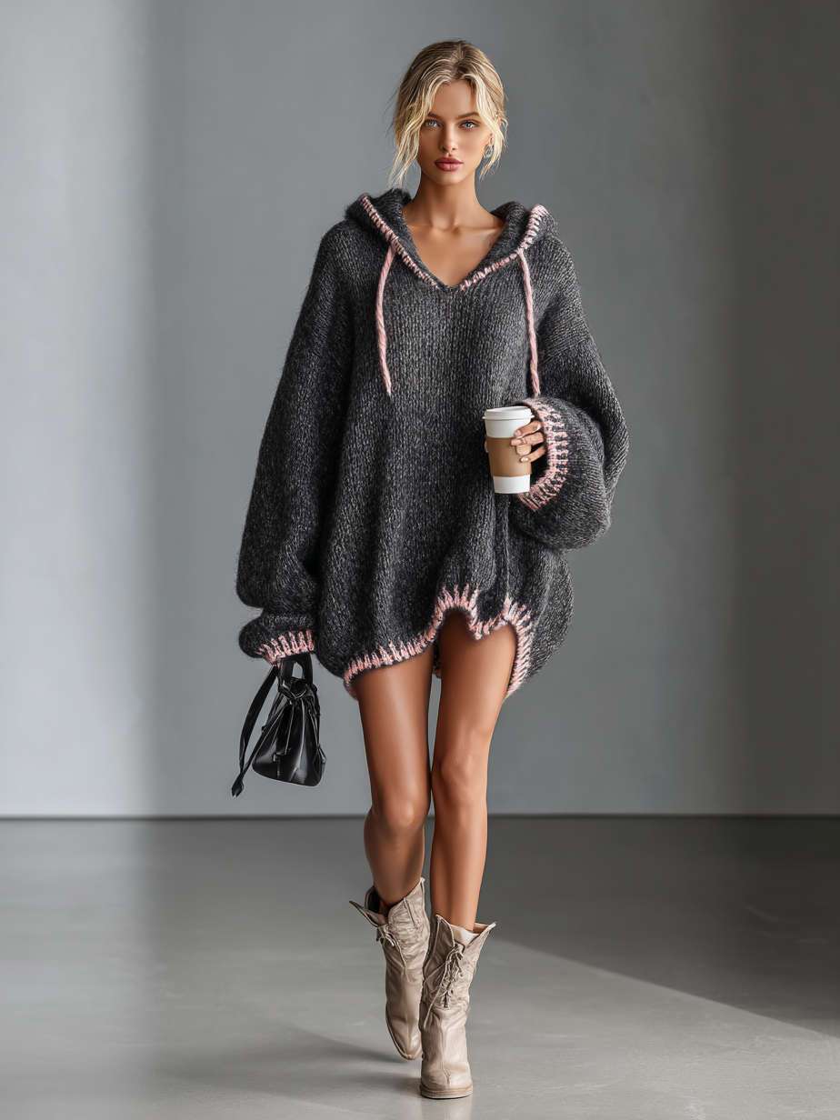 Hooded Knit Mini Dress