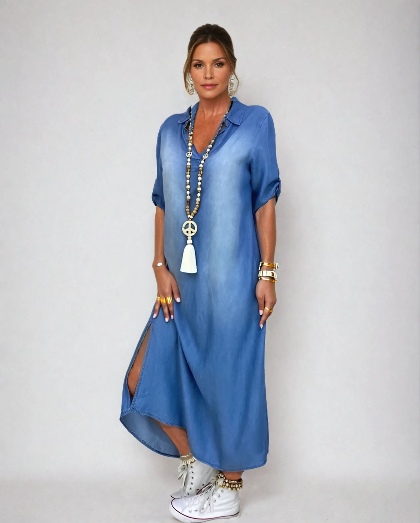 LEA™|Long Denim Style Dress