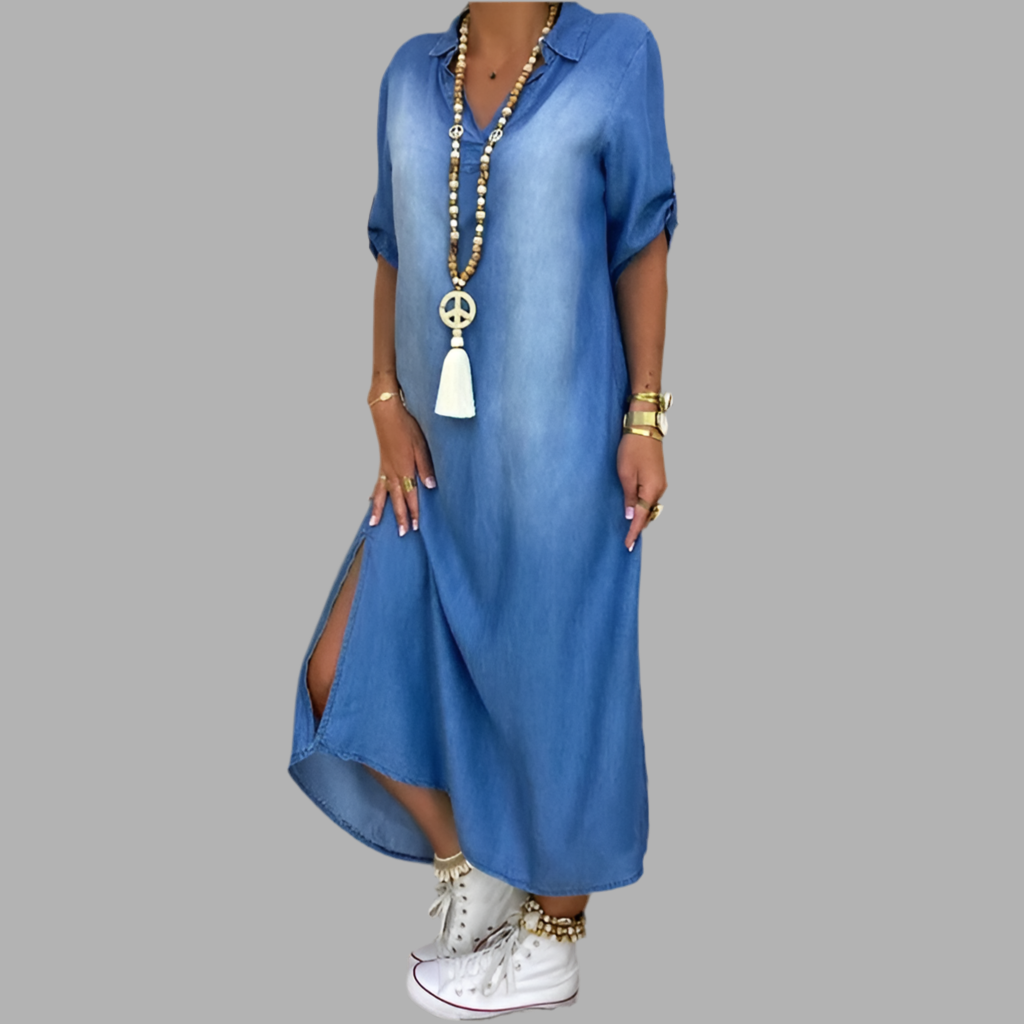 LEA™|Long Denim Style Dress
