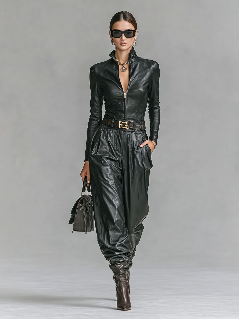 PU Leather Shirt & Pants Set