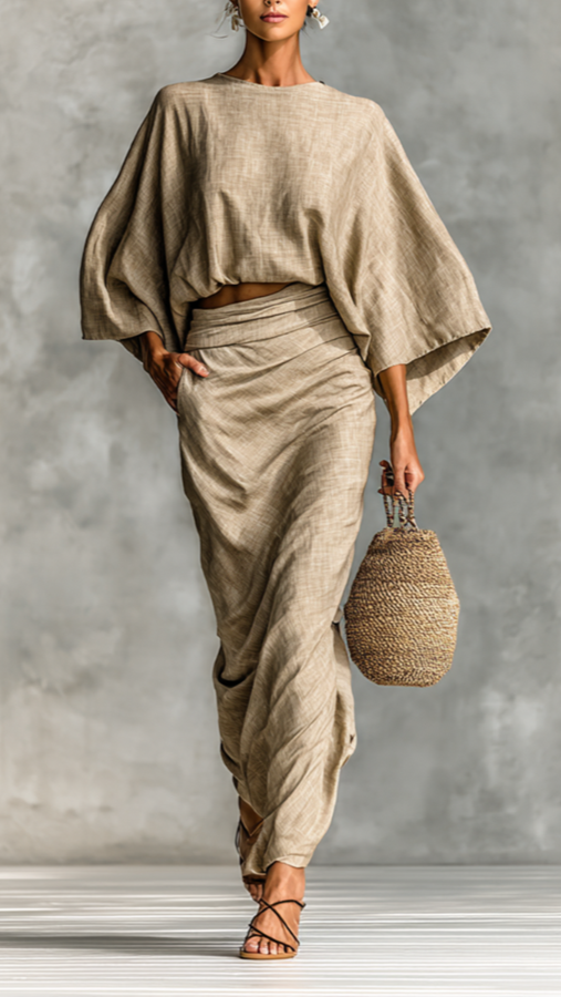 Cotton Linen Bat Sleeve Set