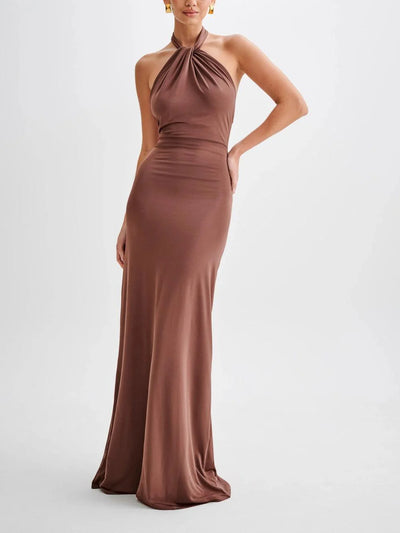 Elyra Slinky Halter Maxi Dress