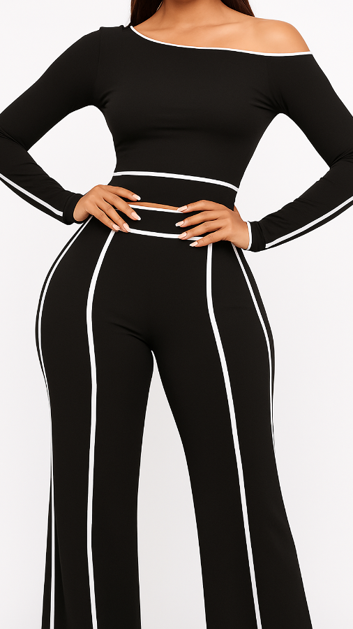 Long-sleeved Top With Wide-leg Pants