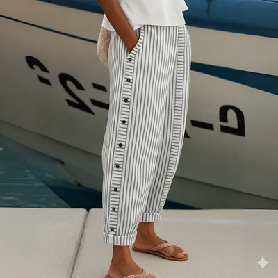 Freya - Seabreeze Stripe Button Trousers