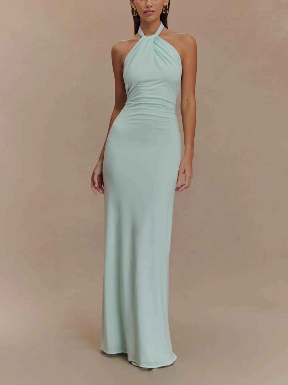 Elyra Slinky Halter Maxi Dress