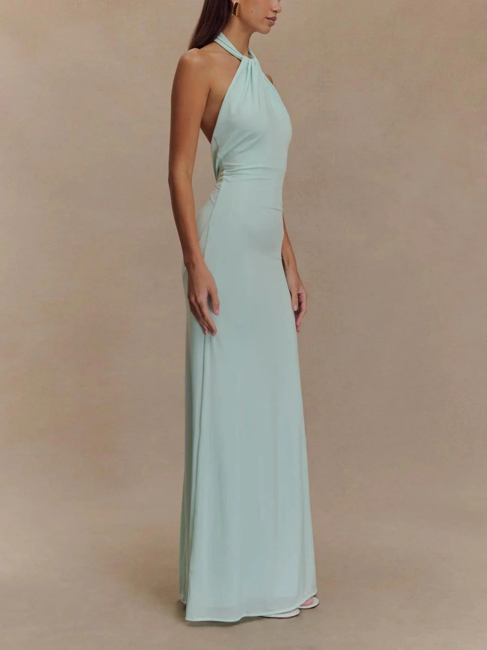 Elyra Slinky Halter Maxi Dress
