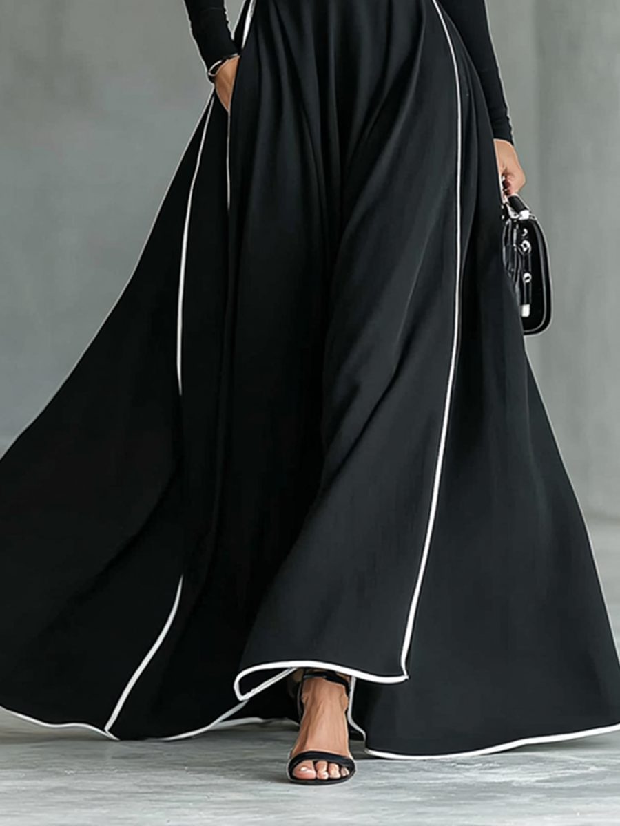 Black & White Trim Maxi Dress