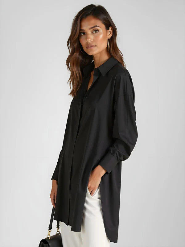 Luxe Oversized Button-Down Shirt Dress