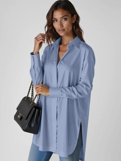 Luxe Oversized Button-Down Shirt Dress