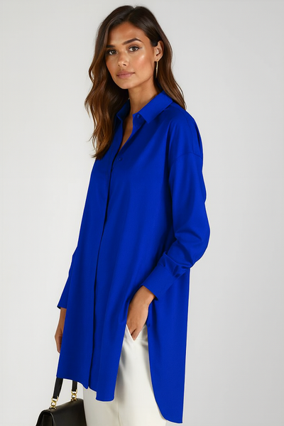 Luxe Oversized Button-Down Shirt Dress