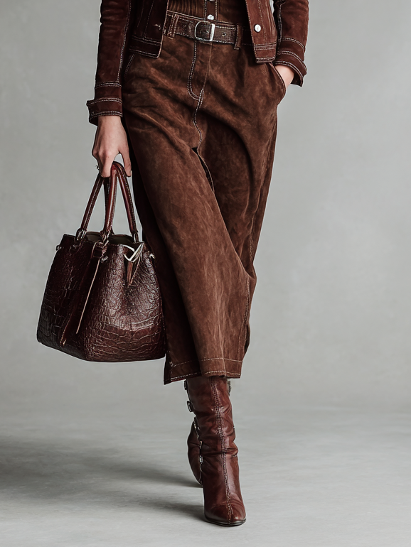 Suede Jacket & Skirt Set