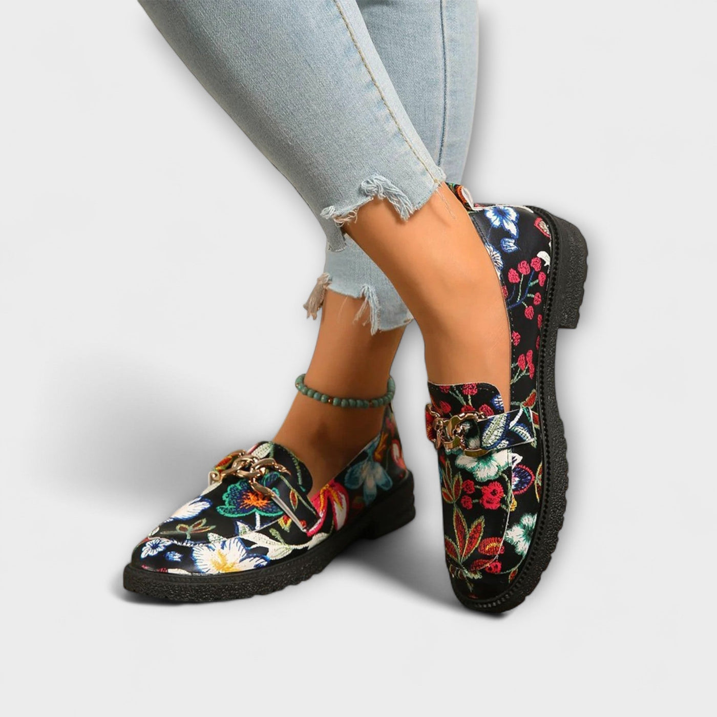 Elle | Multicolored Mocasines with Patron of Flowers