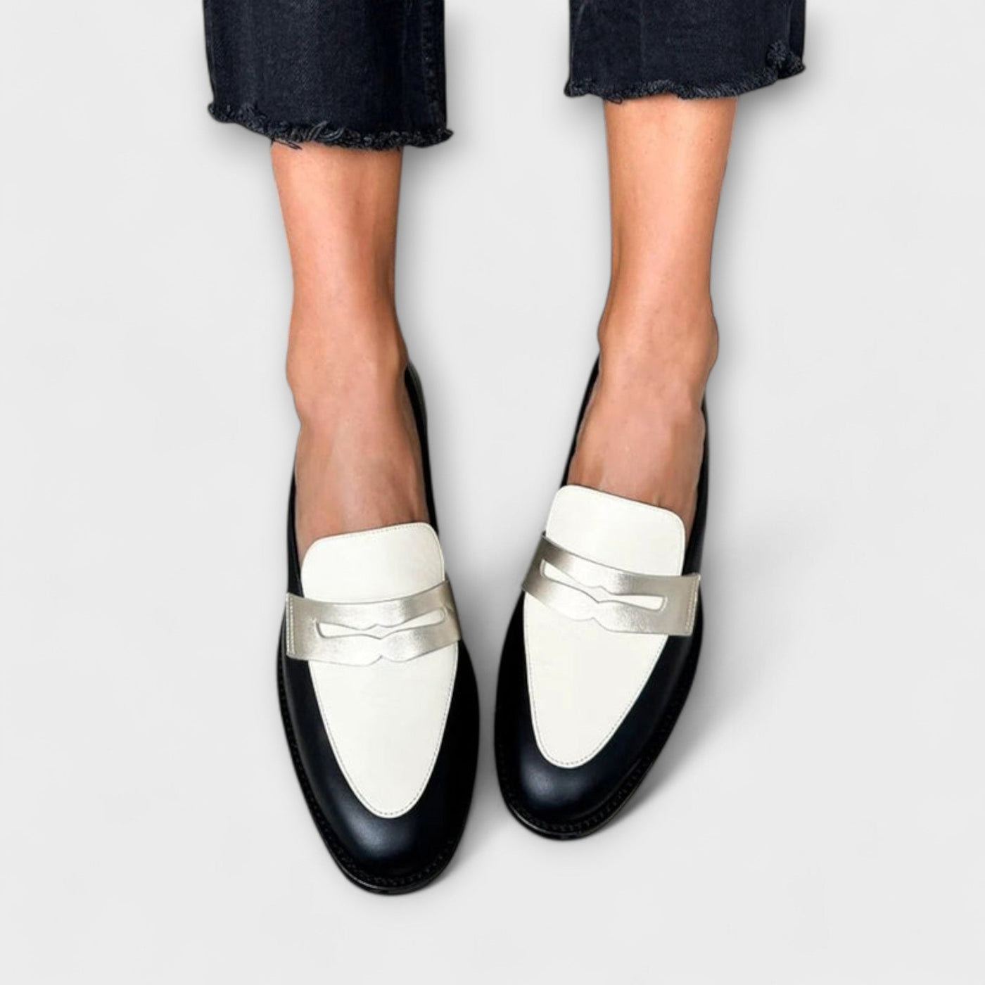 Idelle | Black Loafers with Metallic Shine