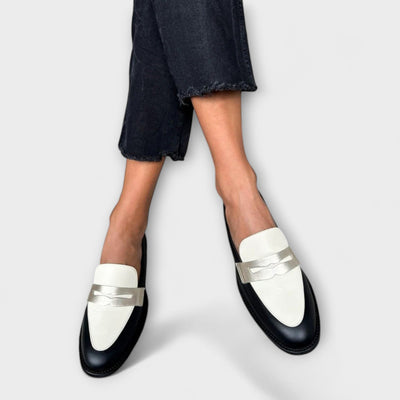 Idelle | Black Loafers with Metallic Shine