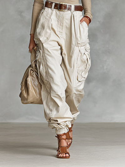 High-neck Cargo Pants Two-piece Set