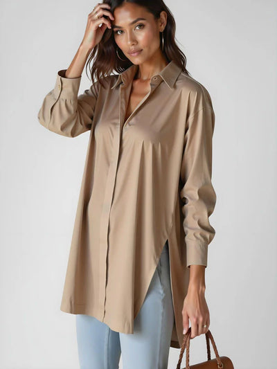 Luxe Oversized Button-Down Shirt Dress