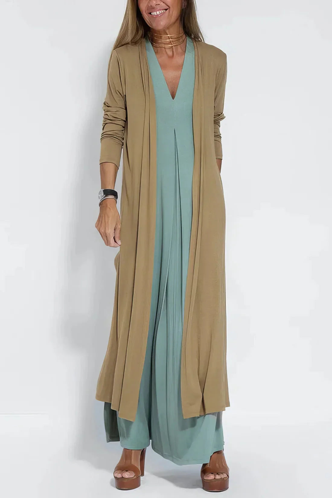 Nicole™ | Elegant Maxi Dress with Matching Cardigan