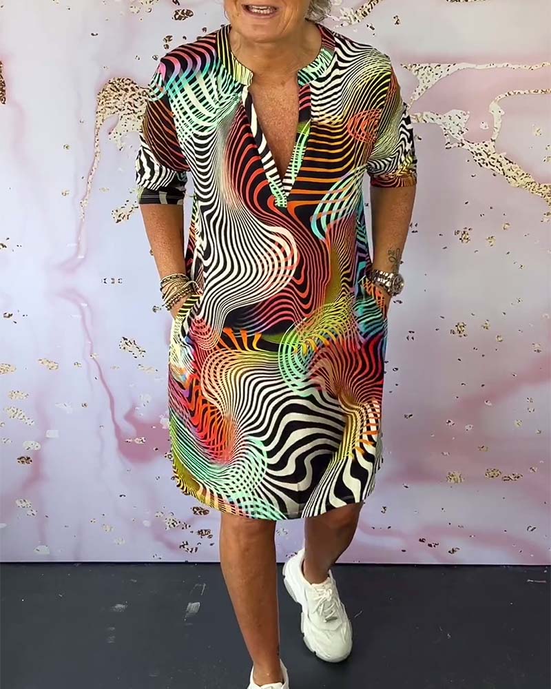 Ursula™ | Colorful Dress with V-Neck