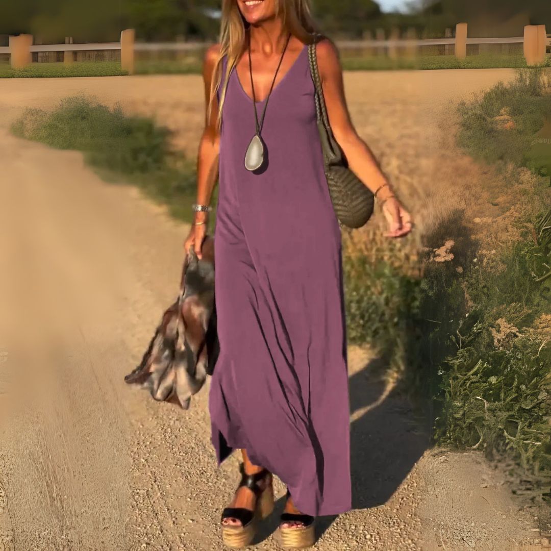 Élyse™ | Elegant Sleeveless Maxi Dress with Refined V-Neck