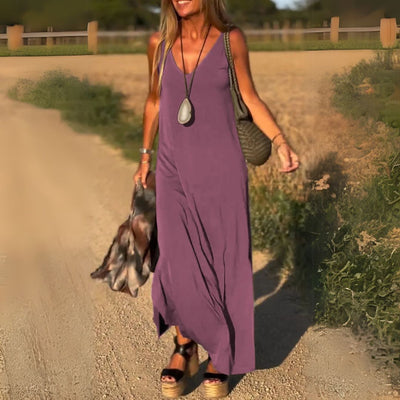 Élyse™ | Elegant Sleeveless Maxi Dress with Refined V-Neck