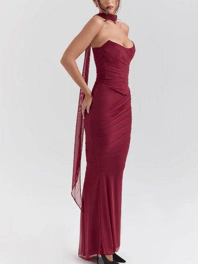 Cabernet strapless corset with neck scarf