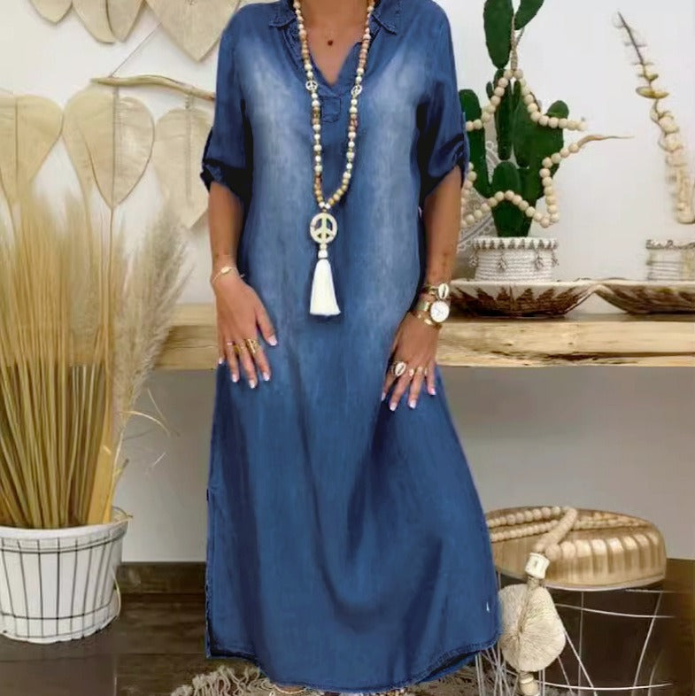 LEA™|Long Denim Style Dress
