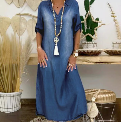 LEA™|Long Denim Style Dress