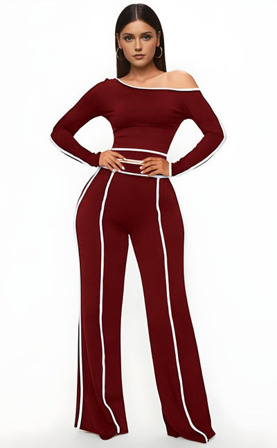 Long-sleeved Top With Wide-leg Pants