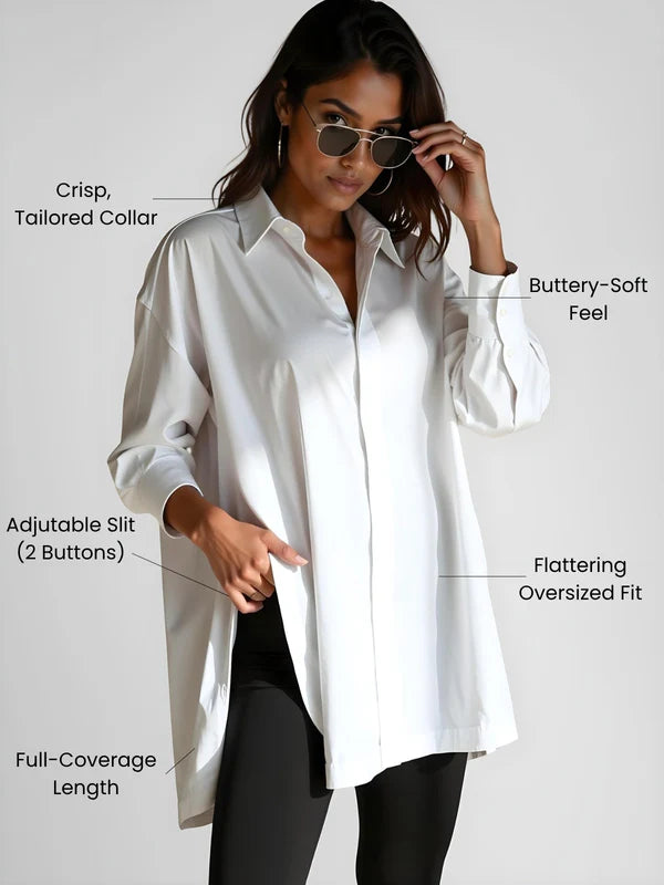 Luxe Oversized Button-Down Shirt Dress