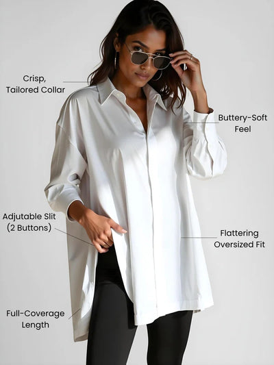Luxe Oversized Button-Down Shirt Dress